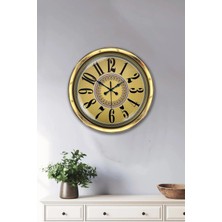 Kasva Concept Hediyelik 40 cm Gold Metal Yellow Duvar Saati