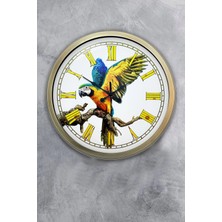 Kasva Concept 40 cm Eskitme Metal Papağan Duvar Saati