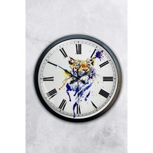 Kasva Concept Hediyelik 40 cm Siyah Metal Vaşak Duvar Saati