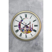 Kasva Concept 40 cm Eskitme Metal Hilal ve Cami Duvar Saati