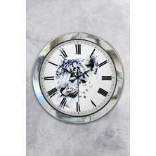 Kasva Concept Hediyelik 36 cm Krom Metal Kaplan Duvar Saati