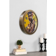 Kasva Concept Hediyelik 36 cm Eskitme Metal Afrikalı Kadın Duvar Saati