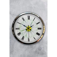 Kasva Concept Hediyelik 40 cm Krom Metal Papatya Duvar Saati