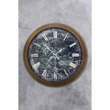Kasva Concept Hediyelik 36 cm Eskitme Metal Mermer Desenli Duvar Saati