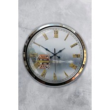 Kasva Concept Hediyelik Dekoratif 40 cm Krom Metal Alanya Duvar Saati