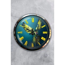 Kasva Concept Hediyelik 40 cm Krom Metal Papağan Duvar Saati
