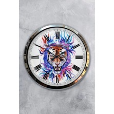 Kasva Concept Hediyelik 40 cm Krom Metal Figürlü Duvar Saati