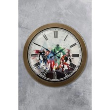 Kasva Concept 36 cm Eskitme Metal Süper Kahramanlar Duvar Saati