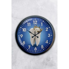 Kasva Concept Hediyelik 40 cm Siyah Metal Diş Hekimi Duvar Saati