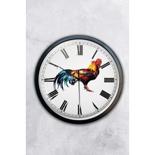Kasva Concept Hediyelik 40 cm Siyah Metal Horoz Duvar Saati