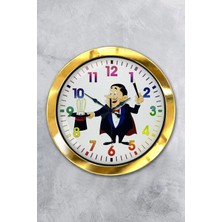 Kasva Concept Hediyelik 36 cm Gold Metal Sihirbaz Duvar Saati