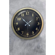 Kasva Concept Hediyelik 40 cm Eskitme Metal Siyah Klasik Gold Duvar Saati