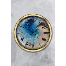 Kasva Concept Hediyelik 40 cm Gold Metal Deniz Duvar Saati