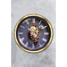 Kasva Concept Hediyelik 40 cm Gold Metal Mutfak Duvar Saati