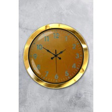 Kasva Concept Hediyelik 36 cm Gold Metal Sarı Duvar Saati