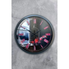 Kasva Concept Hediyelik 40 cm Beyaz Metal Kuş Kafes Duvar Saati