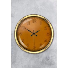 Kasva Concept Hediyelik 40 cm Gold Metal Turuncu Duvar Saati