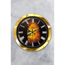 Kasva Concept Hediyelik 36 cm Gold Metal Manzara Duvar Saati