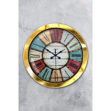 Kasva Concept Hediyelik 36 cm Gold Metal Retro Duvar Saati