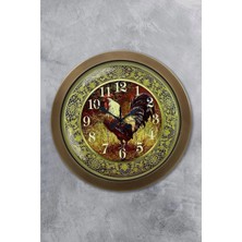 Kasva Concept Hediyelik 36 cm Eskitme Metal Horoz Duvar Saati