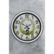 Kasva Concept Hediyelik 40 cm Beyaz Metal Bird Duvar Saati