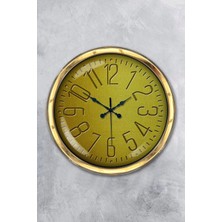 Kasva Concept Hediyelik 40 cm Gold Metal Yellow Duvar Saati