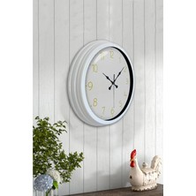 Kasva Concept Hediyelik 40 cm Beyaz Metal Klasik Duvar Saati