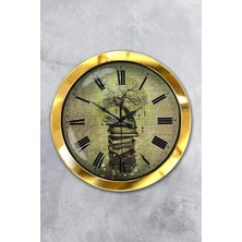Kasva Concept Hediyelik 36 cm Gold Metal Kitap Duvar Saati