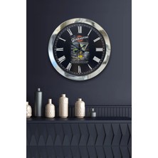 Kasva Concept Hediyelik 36 cm Krom Metal Cafe Duvar Saati