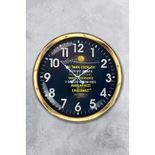 Kasva Concept Hediyelik 40 cm Gold Metal Hadis Ey Iman Edenler Duvar Saati Clock