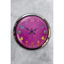 Kasva Concept 40 cm Krom Metal Renkli Sayı Duvar Saati