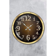 Kasva Concept Hediye 40 cm Gold Metal Klasik Duvar Saati Clock