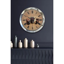 Kasva Concept 36 cm Krom Metal Fotoğraf Makinası Duvar Saati