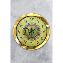 Kasva Concept 36 cm Gold Metal Çini Deseni Duvar Saati