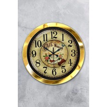 Kasva Concept Hediyelik 36 cm Gold Metal Mutfak Duvar Saati