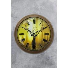 Kasva Concept Hediyelik 36 cm Eskitme Metal Geyik Duvar Saati
