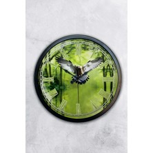 Kasva Concept Hediyelik 40 cm Siyah Metal Kartal Duvar Saati