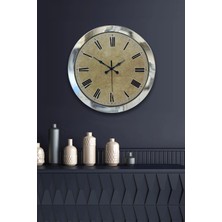Kasva Concept Hediyelik 36 cm Krom Metal Eskitme Duvar Saati