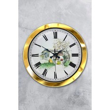 Kasva Concept 36 cm Gold Metal Eski Ev Duvar Saati