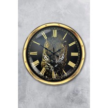 Kasva Concept Hediyelik 40 cm Gold Metal Çita Duvar Saati