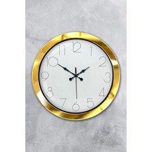 Kasva Concept Hediyelik 36 cm Gold Metal Modern Duvar Saati
