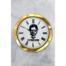 Kasva Concept Hediyelik 36 cm Gold Metal El Profesör Duvar Saati