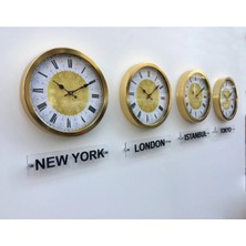 Kasva Concept Gold Renk Metal Otel Ülke Başkenti Otel Duvar Saati