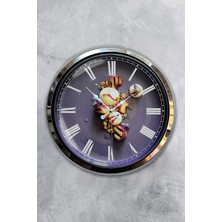 Kasva Concept Hediyelik 40 cm Krom Metal Mutfak Duvar Saati