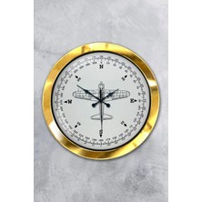 Kasva Concept Hediyelik 36 cm Gold Metal Pusula Duvar Saati