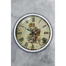 Kasva Concept Hediyelik 40 cm Beyaz Metal Zamani Duvar Saati