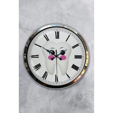 Kasva Concept Hastane Odası 40 cm Krom Metal Dişçi Duvar Saati