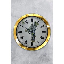 Kasva Concept Hediyelik 36 cm Gold Metal Tekstil Duvar Saati