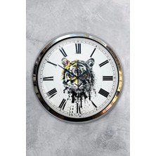 Kasva Concept Hediyelik 40 cm Krom Metal Kaplan Duvar Saati