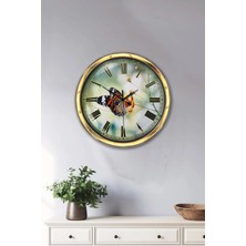 Kasva Concept Hediyelik 40 cm Gold Metal Kelebek Duvar Saati
